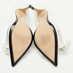 Pre Owned N21White Leather Abstract Bow Pointed Toe Pumps Size 40