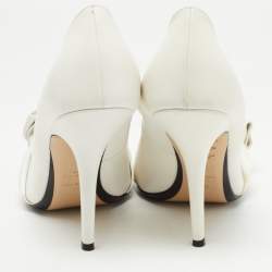Pre Owned N21White Leather Abstract Bow Pointed Toe Pumps Size 40