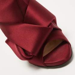 Pre Owned N°21 Burgundy Satin Ronny Pleated Mules Size 41