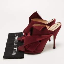 Pre Owned N°21 Burgundy Satin Ronny Pleated Mules Size 41