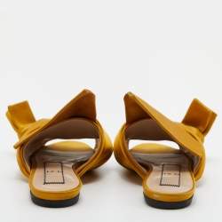 N°21 Mustard Yellow Satin Knot Flat Mules Size 37.5