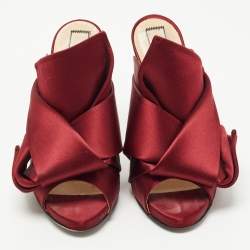 N21 Burgundy Satin Raso Knot Peep Toe Mules Size 37   