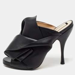 N21 Black Leather Raso Knot Mules Size 37