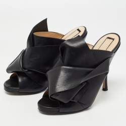 N21 Black Leather Raso Knot Mules Size 37