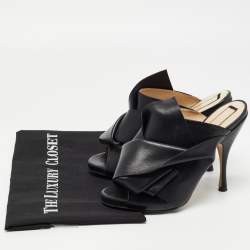 N21 Black Leather Raso Knot Mules Size 37