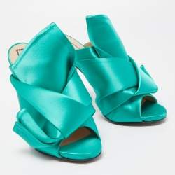 N21 Green Satin Knot Slide Mules Size 39 