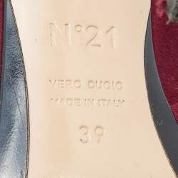 Pre Owned N21 Burgundy Satin Raso Knot Embellished Mules Size 39