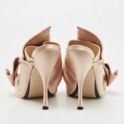 Pre Owned N21 Beige Satin Knot Mules Size 39