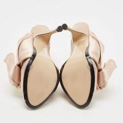 Pre Owned N21 Beige Satin Knot Mules Size 39