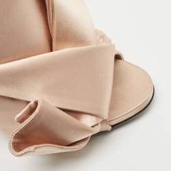 Pre Owned N21 Beige Satin Knot Mules Size 39