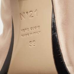 Pre Owned N21 Beige Satin Knot Mules Size 39