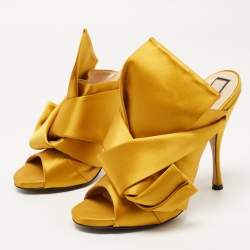 N°21 Mustard Yellow Satin Ronny Mules Size 40