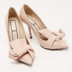 Nº21 Pink Leather Knot Pointed Toe Pumps Size 36