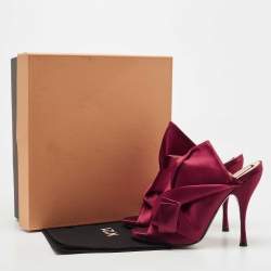 Nº21 Burgundy Satin Ronny Pleated Slide Sandals Size 40