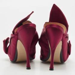 Nº21 Burgundy Satin Ronny Pleated Slide Sandals Size 40