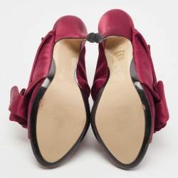 Nº21 Burgundy Satin Ronny Pleated Slide Sandals Size 40
