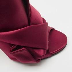 Nº21 Burgundy Satin Ronny Pleated Slide Sandals Size 40