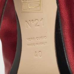 Nº21 Burgundy Satin Ronny Pleated Slide Sandals Size 40
