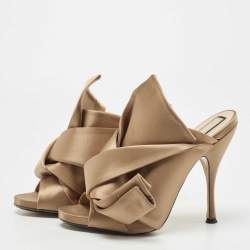 N21 Brown Satin Raso Knot Mules Size 39