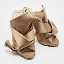 N21 Brown Satin Raso Knot Mules Size 39