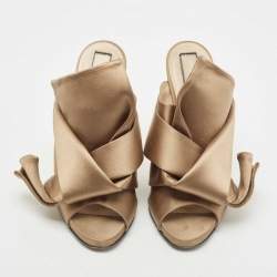 N21 Brown Satin Raso Knot Mules Size 39
