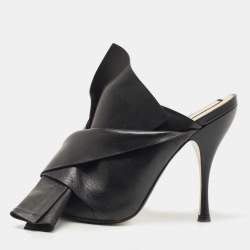 N21 Black Leather Raso Knot Mules Size 38