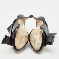 N21 Black Leather Raso Knot Mules Size 38