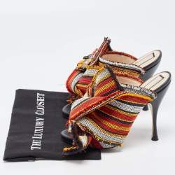 N°21 Multicolor Fabric Raso Knot Peep Toe Mules Size 38.5