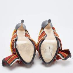 N°21 Multicolor Fabric Raso Knot Peep Toe Mules Size 38.5