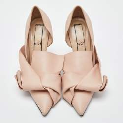 Pre Owned N°21 Light Pink Leather Knot D'Orsay Pumps Size 39.5