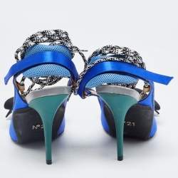 N°21 Multicolor Satin and Canvas Bow With Tie Up Detail Pumps Size 39