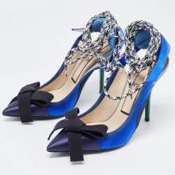 N°21 Multicolor Satin and Canvas Bow With Tie Up Detail Pumps Size 39