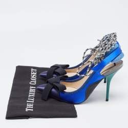 N°21 Multicolor Satin and Canvas Bow With Tie Up Detail Pumps Size 39