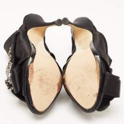 Nº21 Black Satin Crystal Embellishments Slides Size 39