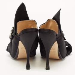 Nº21 Black Satin Crystal Embellishments Slides Size 39