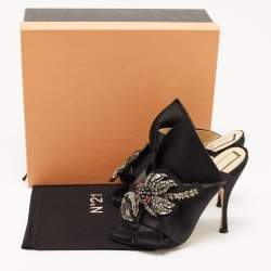 Nº21 Black Satin Crystal Embellishments Slides Size 39