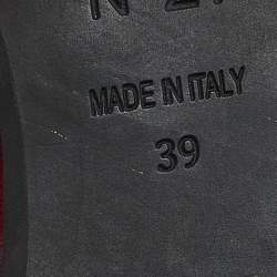 Pre Owned Nº21 Burgundy Satin Knot Flat Slides Size 39