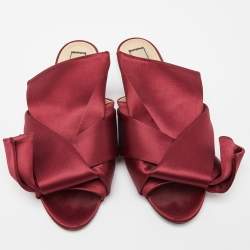 Pre Owned Nº21 Burgundy Satin Knot Flat Slides Size 39