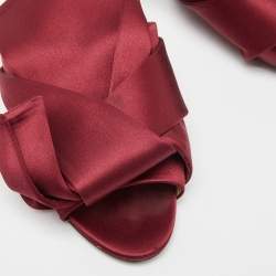 Pre Owned Nº21 Burgundy Satin Knot Flat Slides Size 39