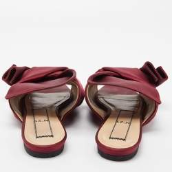 Pre Owned Nº21 Burgundy Satin Knot Flat Slides Size 39