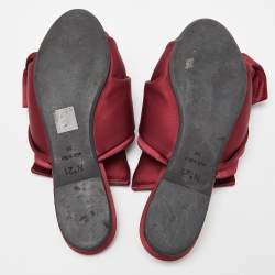 Pre Owned Nº21 Burgundy Satin Knot Flat Slides Size 39