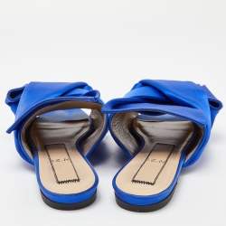 Pre Owned N21 Blue Satin Knot Flat Slides Size 38