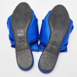 Pre Owned N21 Blue Satin Knot Flat Slides Size 38