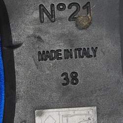 Pre Owned N21 Blue Satin Knot Flat Slides Size 38