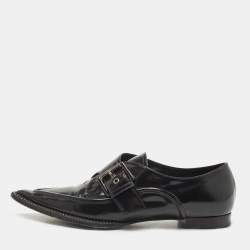 N21 Black Leather Crystal Embellished Buckle Loafers Size 38.5