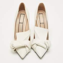 N21 White Leather Knot Pointed Toe Pump Size 40