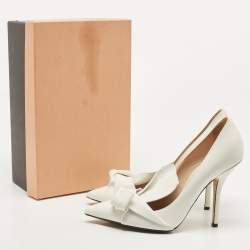 N21 White Leather Knot Pointed Toe Pump Size 40