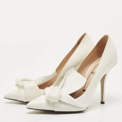 N21 White Leather Knot Pointed Toe Pump Size 40