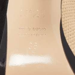 Nº21 Black/Beige Satin and Canvas Raso Knot Mules Size 36