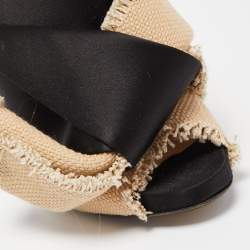 Nº21 Black/Beige Satin and Canvas Raso Knot Mules Size 36